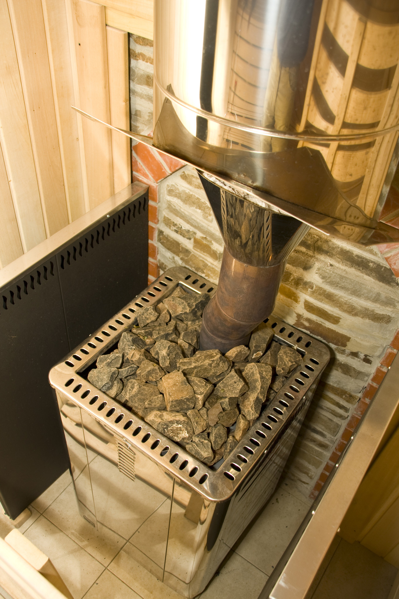 sauna stones in sauna stove